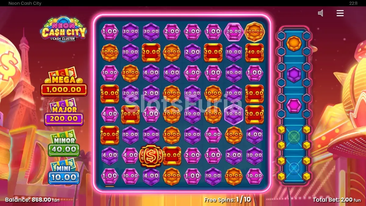Ronda de giros gratis en Neon Cash City