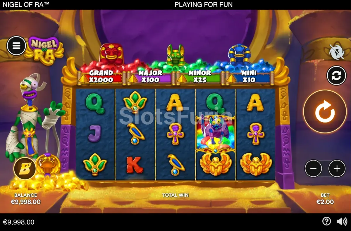 Juego base de Nigel of Ra con sus 5 rodillos y 3 líneas