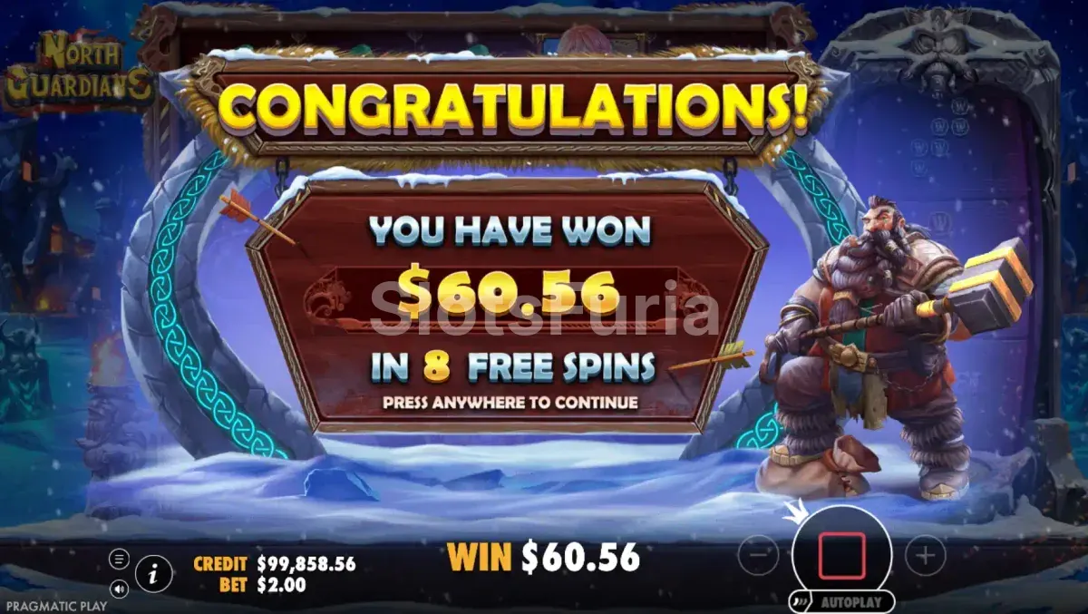 Gran victoria épica conseguida en North Guardians de Pragmatic Play