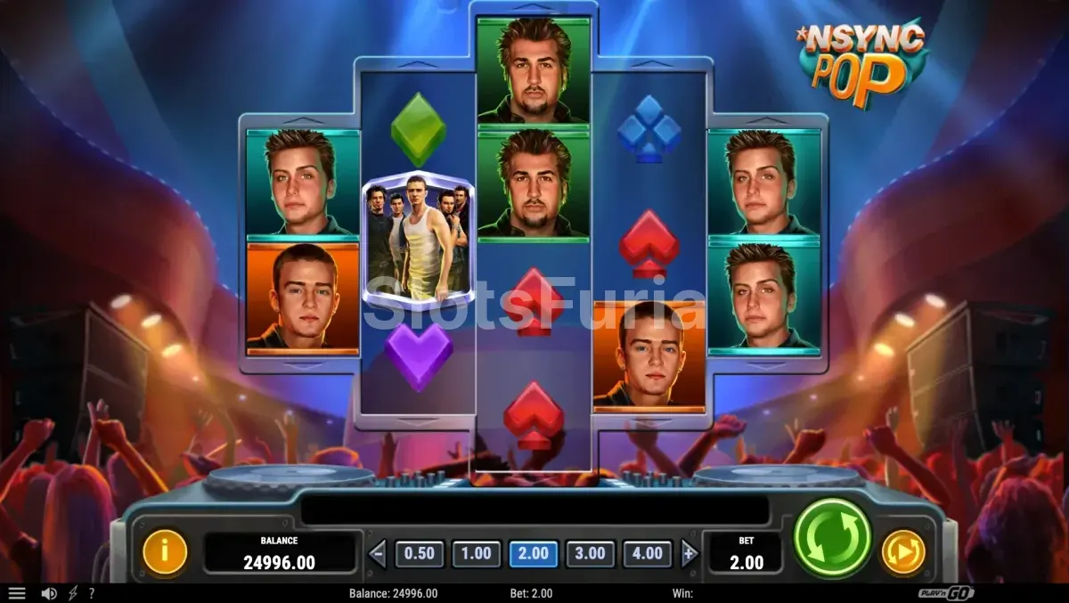 Giros gratis activos en NSYNC POP con los Wild Pop en pantalla
