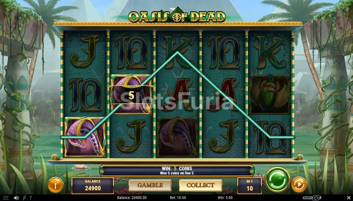 Resultado de giro con símbolo expansivo activo en Oasis of Dead