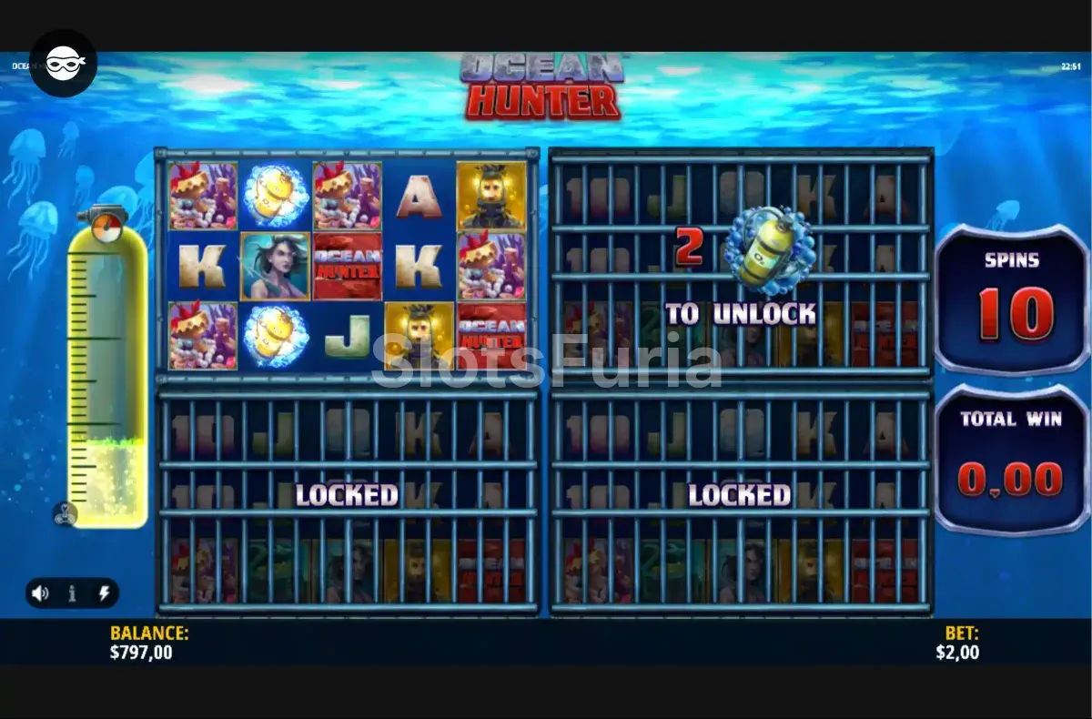 Ronda de giros gratuitos activada en Ocean Hunter con multiplicadores