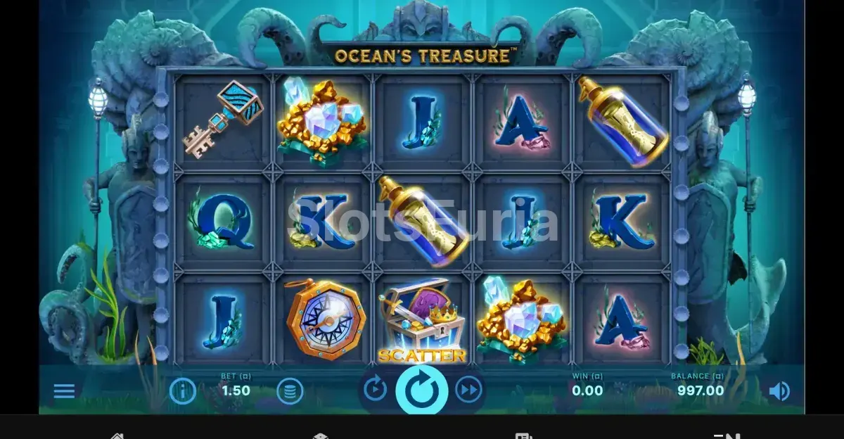 Segunda vista del juego base de Ocean's Treasure con wilds activos