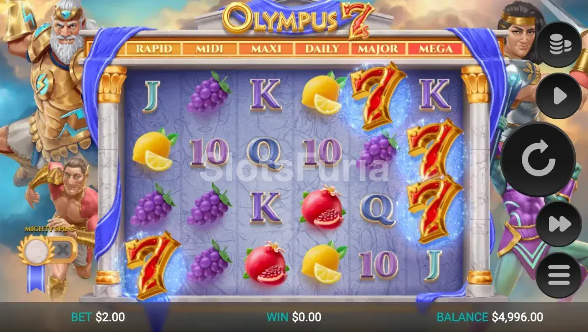 Segunda vista del juego base de Olympus 7's Dream Drop en plena acción