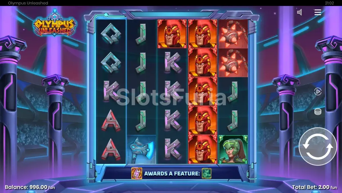 Segunda vista del juego base de Olympus Unleashed en acción