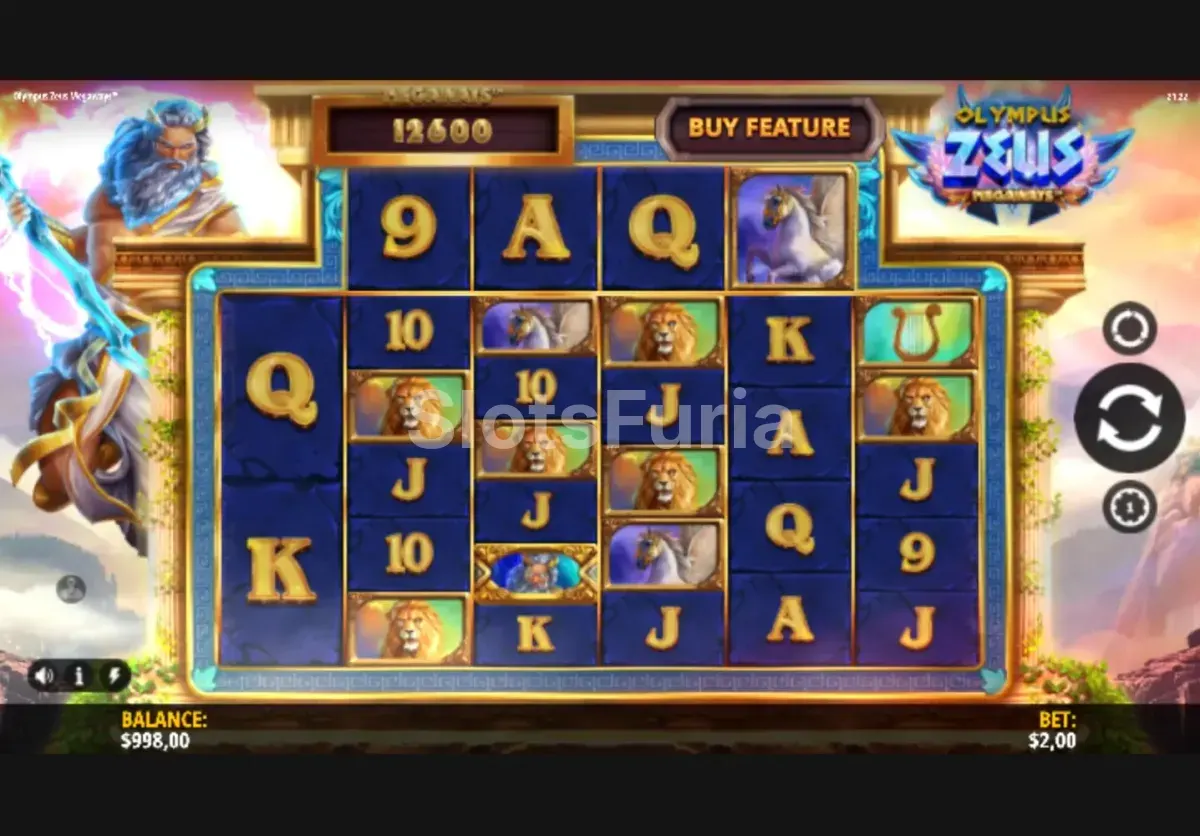 Pantalla principal del juego base de Olympus Zeus Megaways