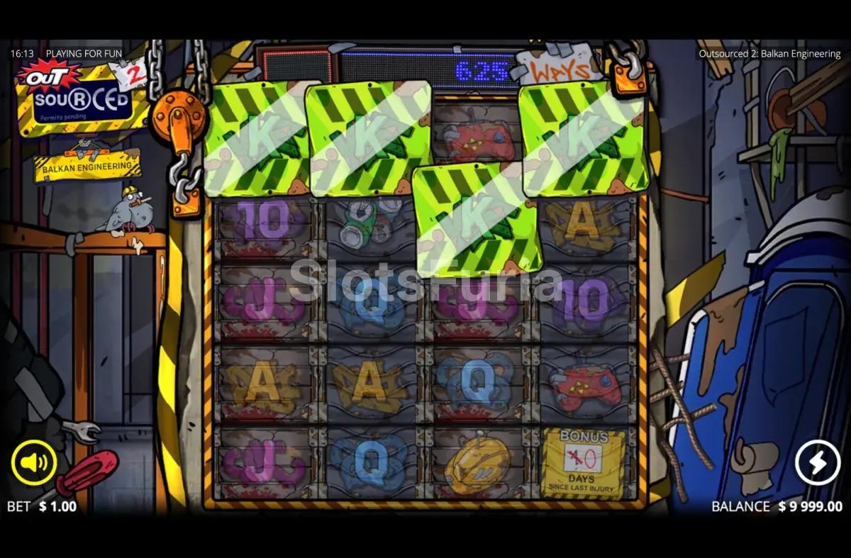 Base game de Outsourced 2 mostrando la rejilla de símbolos