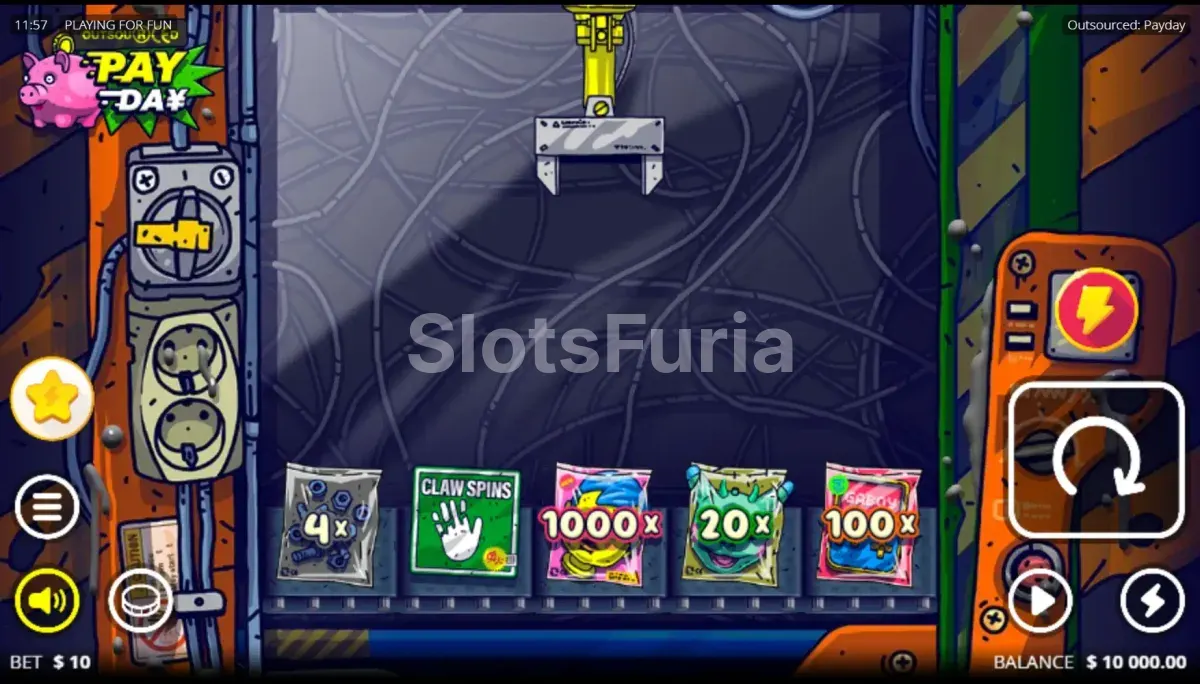 Juego base de Outsourced Payday con la oficina caótica en pantalla