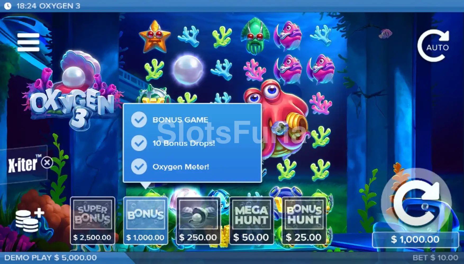 Función de compra de bonos en Oxygen 3