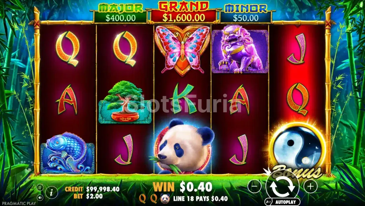 Pantalla principal del juego base de Panda's Fortune