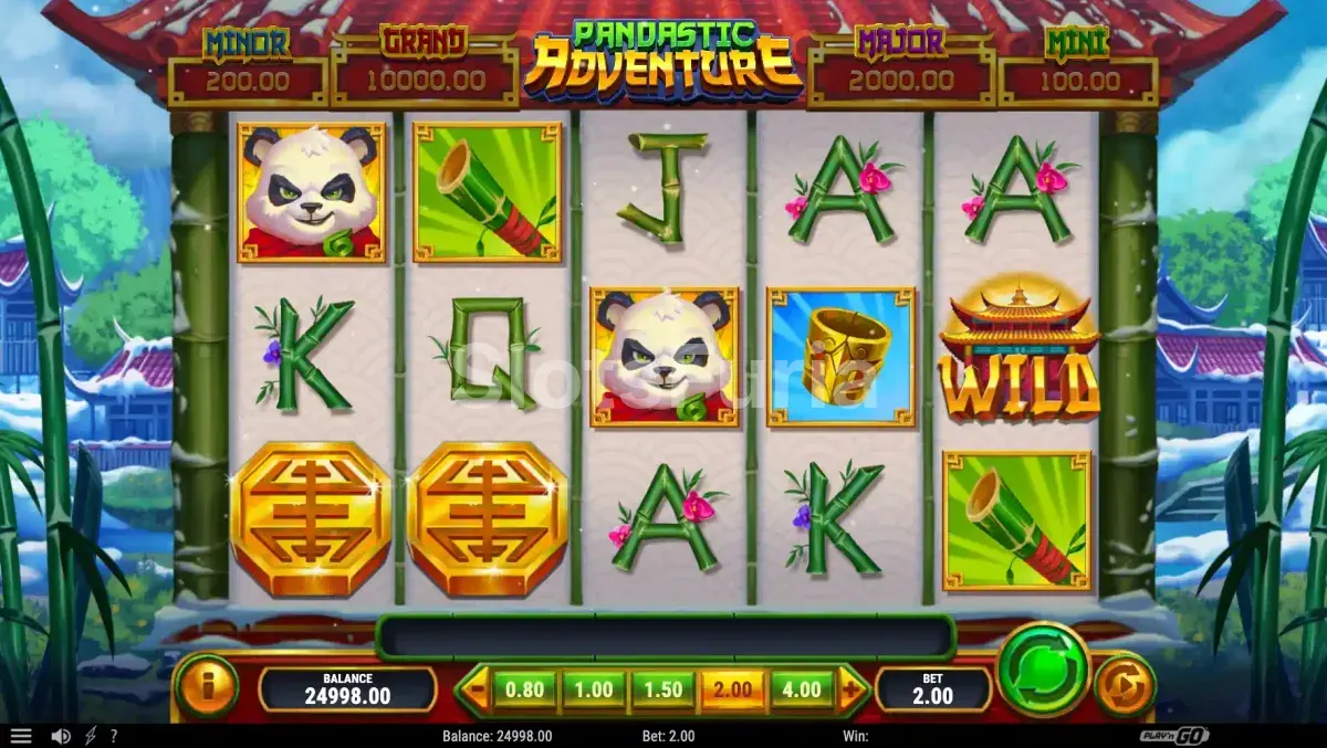 Pantalla principal de Pandastic Adventure con la pagoda nevada