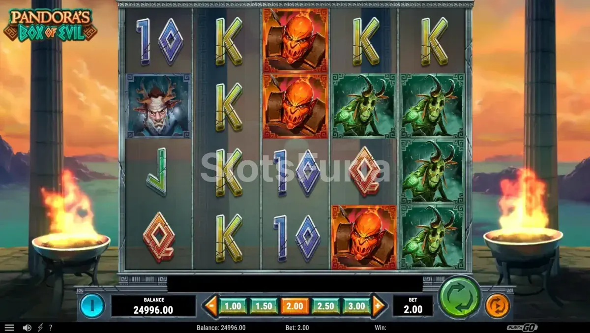 Segunda vista del juego base de Pandora's Box of Evil mostrando los símbolos misterio
