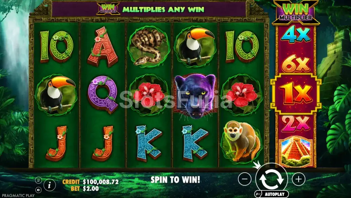 Juego base de Panther Queen con sus cinco carretes en la jungla