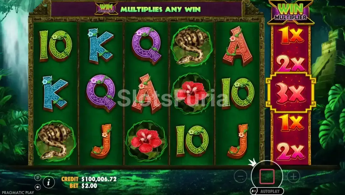 Segunda vista del juego base de Panther Queen con combinación ganadora activa
