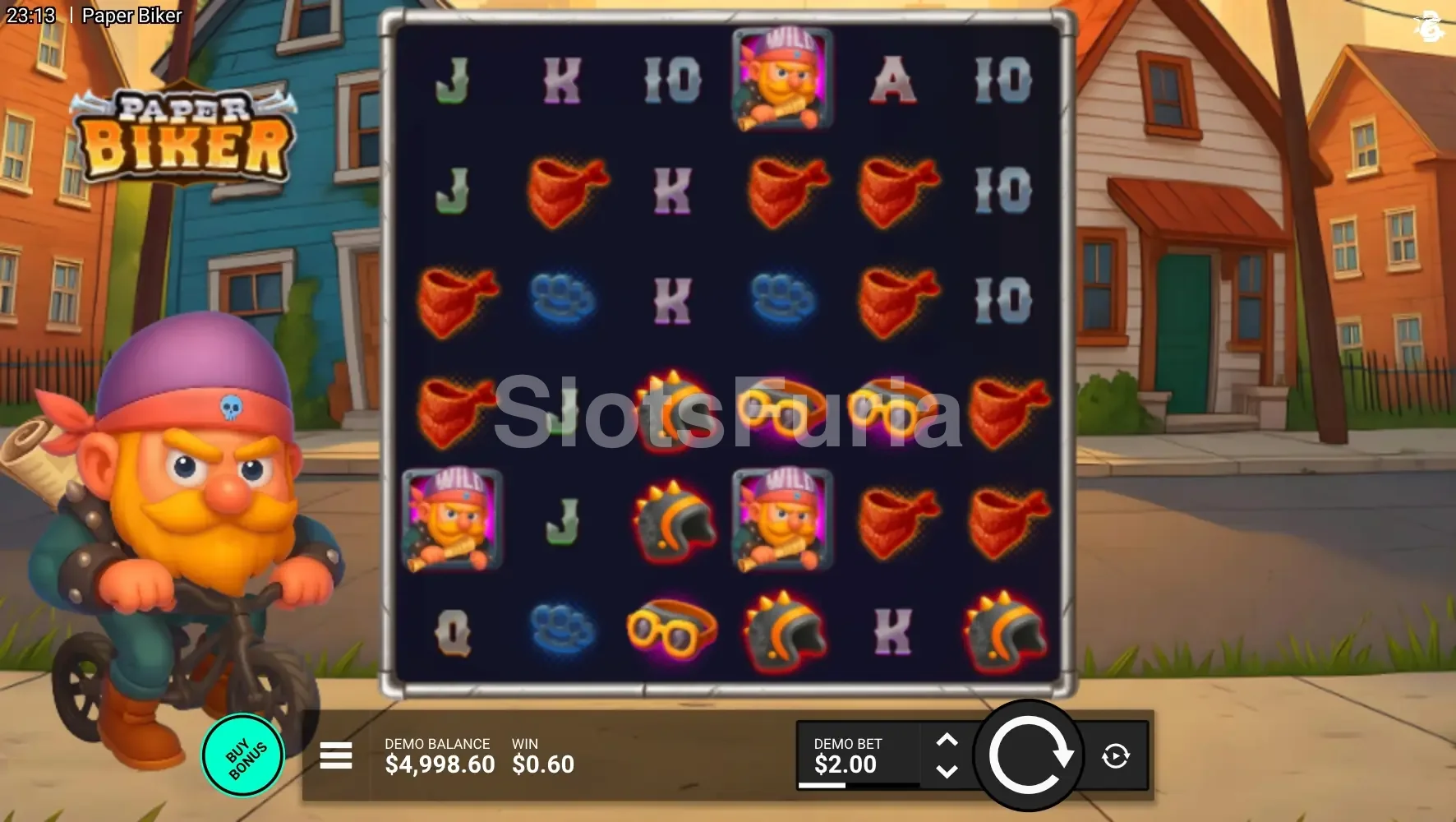 Pantalla principal del juego Paper Biker con sus 6 rouleaux activos