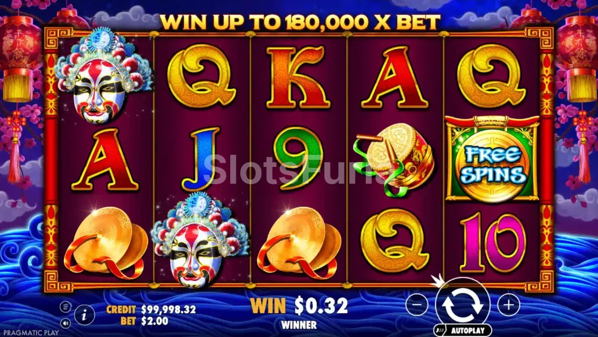 Segunda vista del juego base de Peking Luck con dragonbes en acción