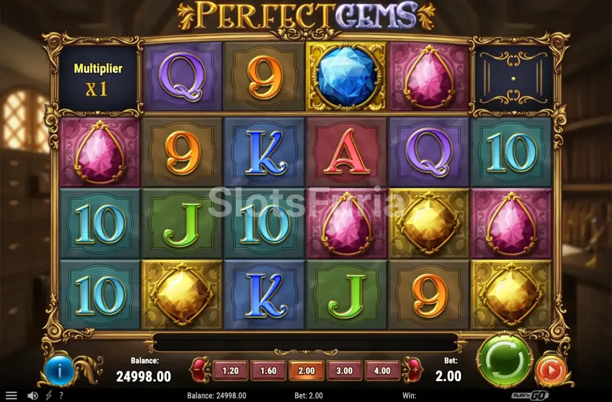 Juego base de Perfect Gems, tragamonedas de Play'n GO