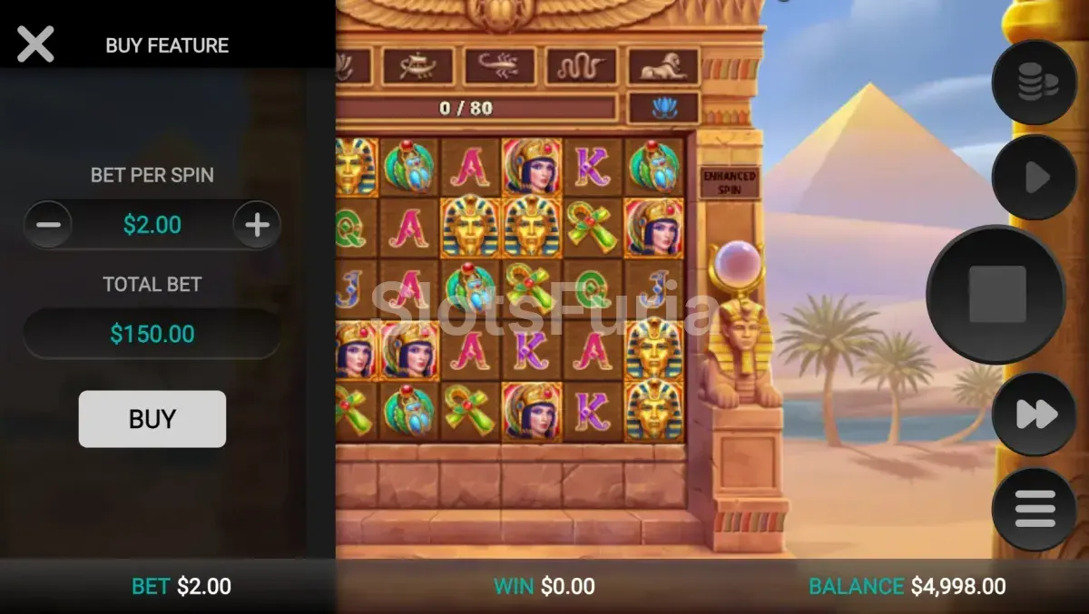 Opción de compra de bonus en Pharaoh's Last Wish para acceso directo a giros gratuitos
