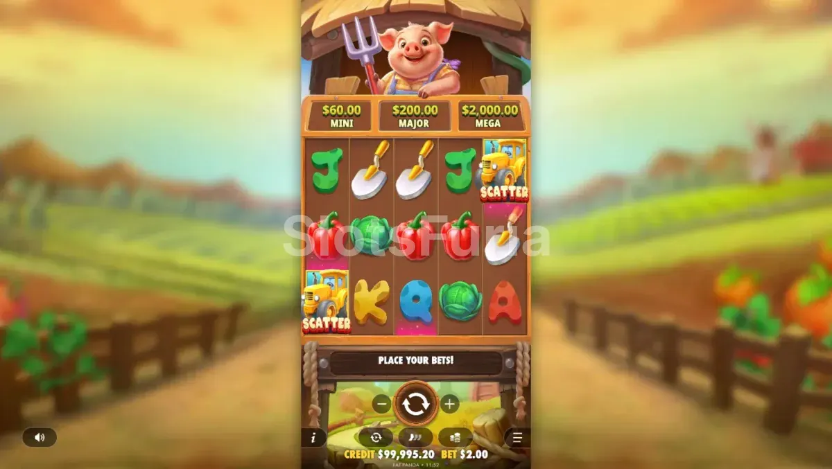 Segunda vista del juego base de Pig Farm con combinación activa