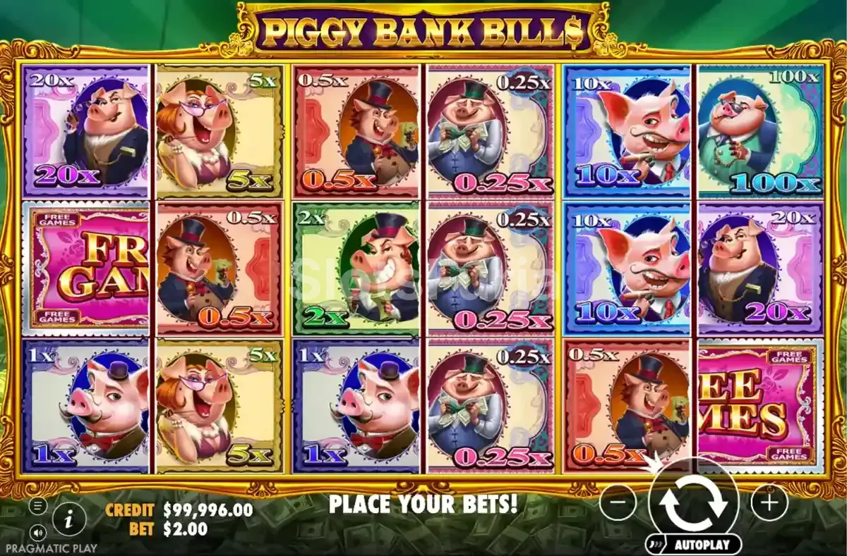 Giros gratis activos en Piggy Bank Bills de Pragmatic Play