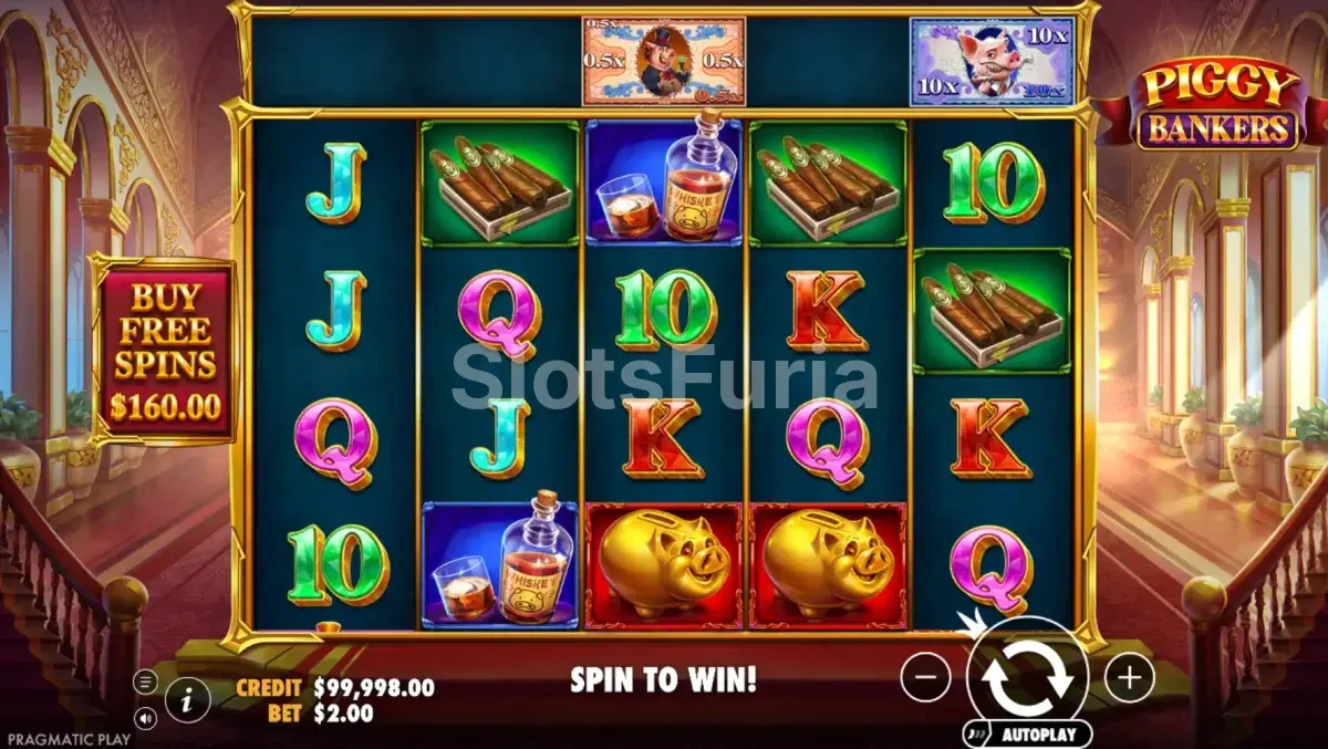 Pantalla principal del juego base de Piggy Bankers