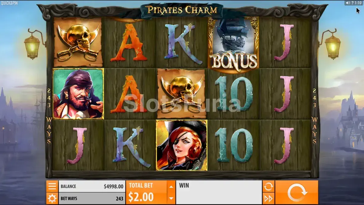 Pantalla principal del juego base de Pirate's Charm