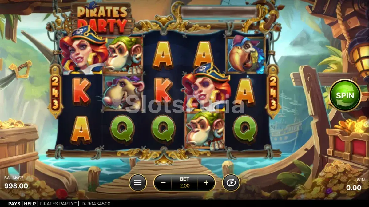 Pantalla principal de Pirates Party con el tablero base