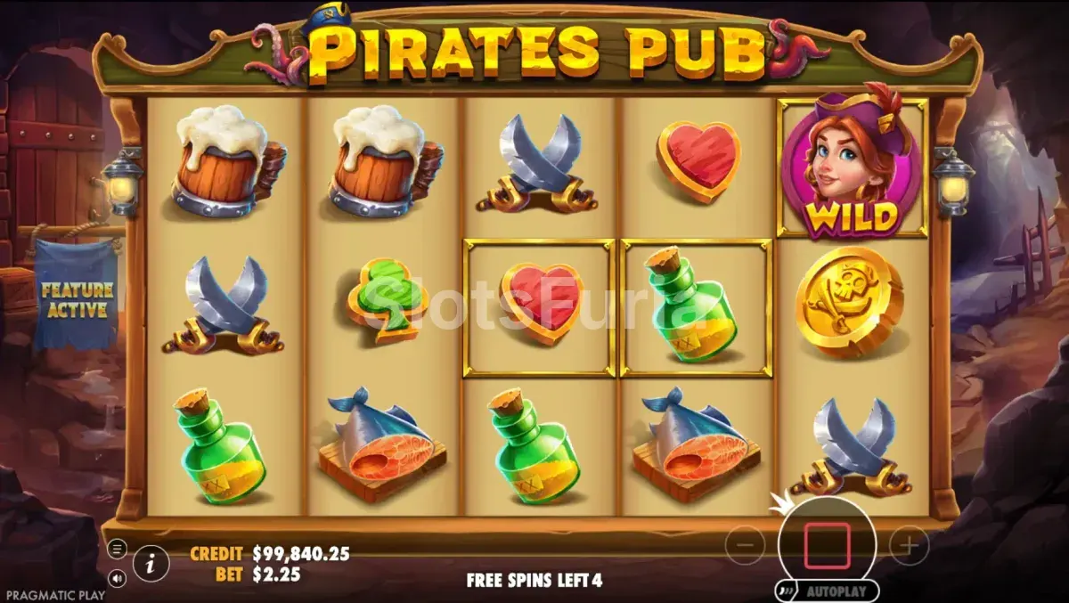 Giros gratis de Pirates Pub con wilds pegajosos en la grilla