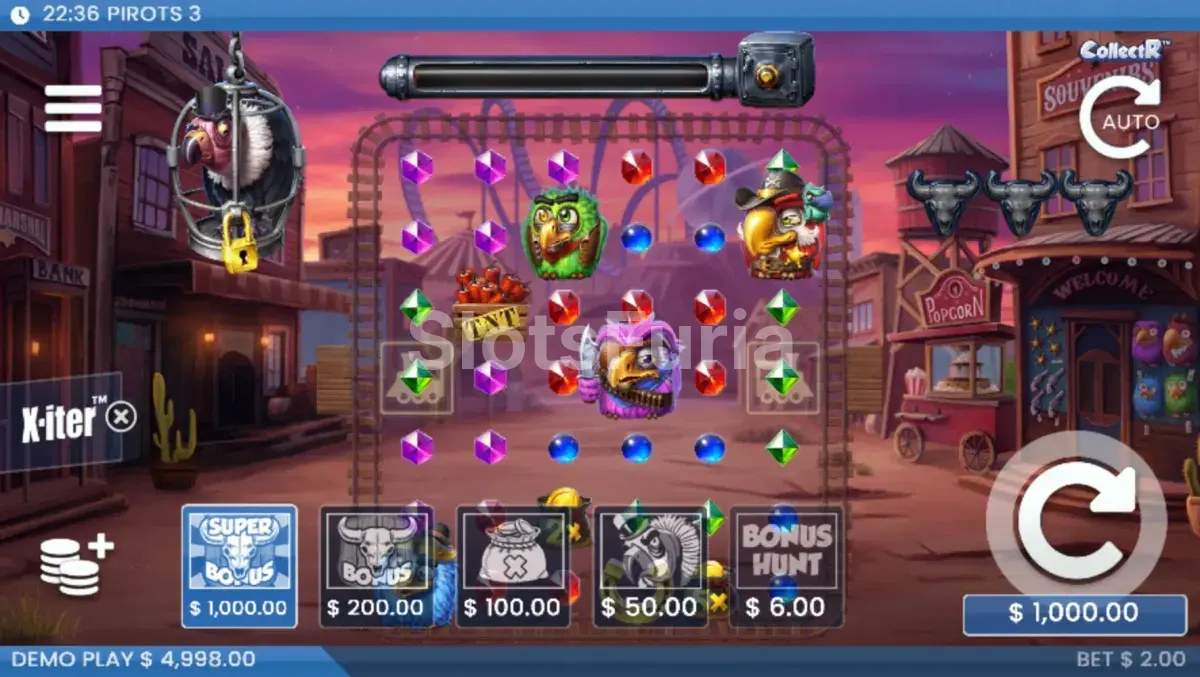 Menú de compra X-iter de Pirots 3, tragamonedas de piratas de ELK Studios