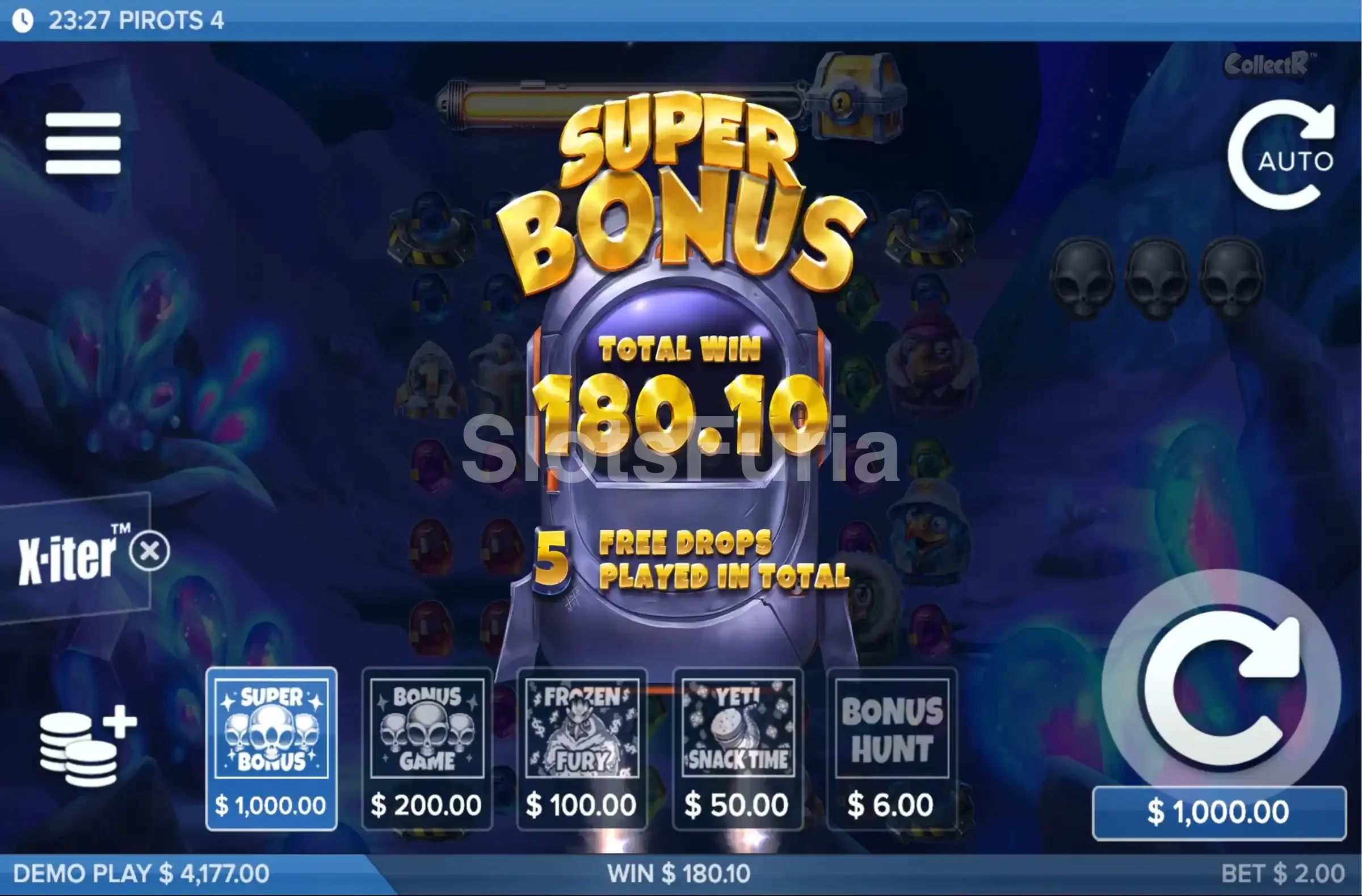 Gran premio en Pirots 4 con gemas de nivel alto