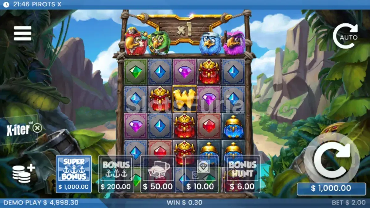 Menú de compra de bonos X-iter en Pirots X