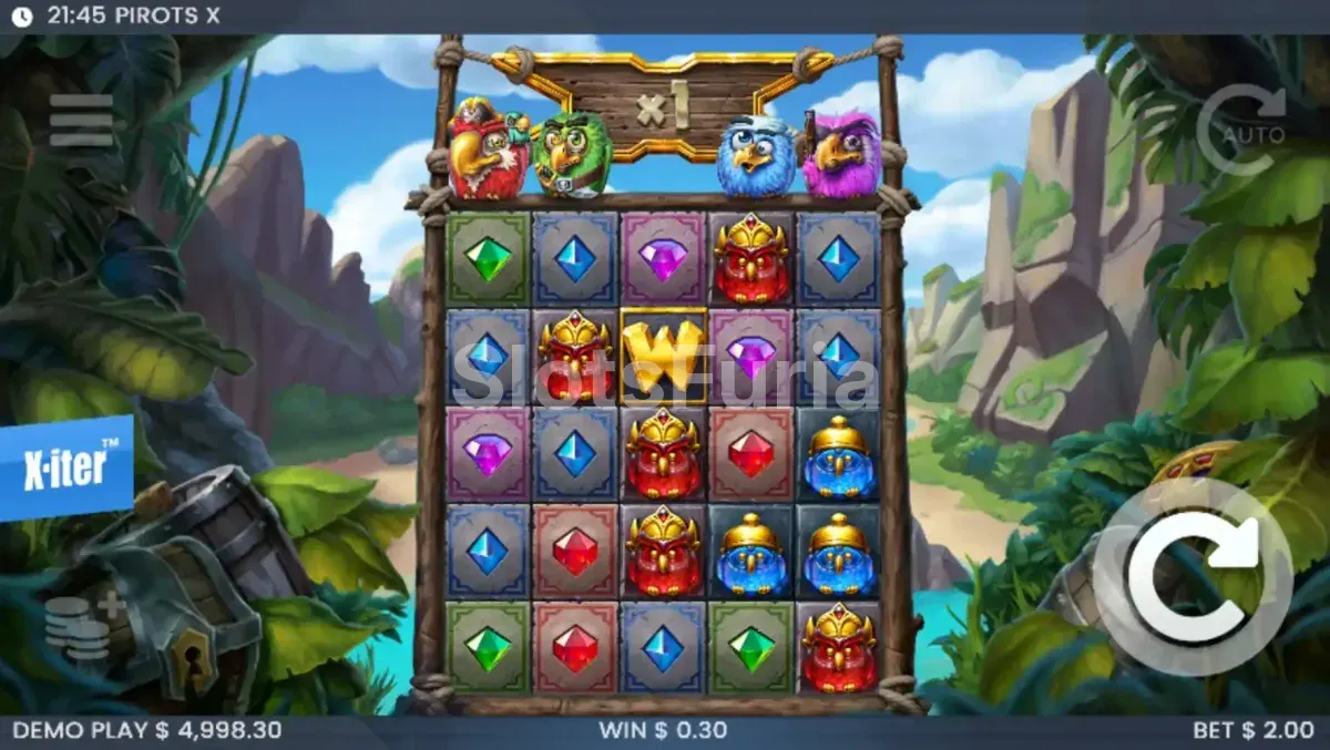 Juego base de Pirots X con la cuadrícula 5x5