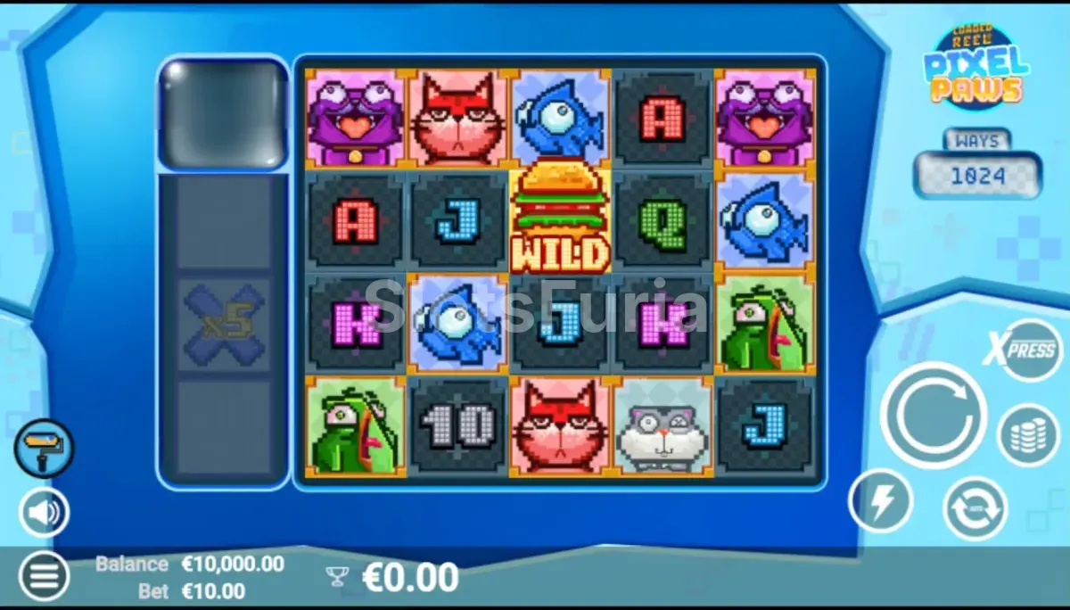 Pantalla principal del juego base de Pixel Paws con animales pixelados