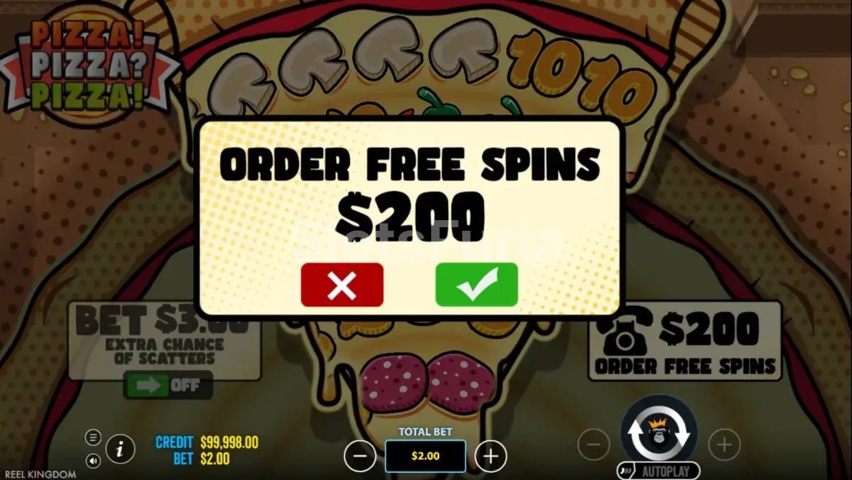 Opción de compra de bonus en Pizza Pizza Pizza para acceso directo al feature