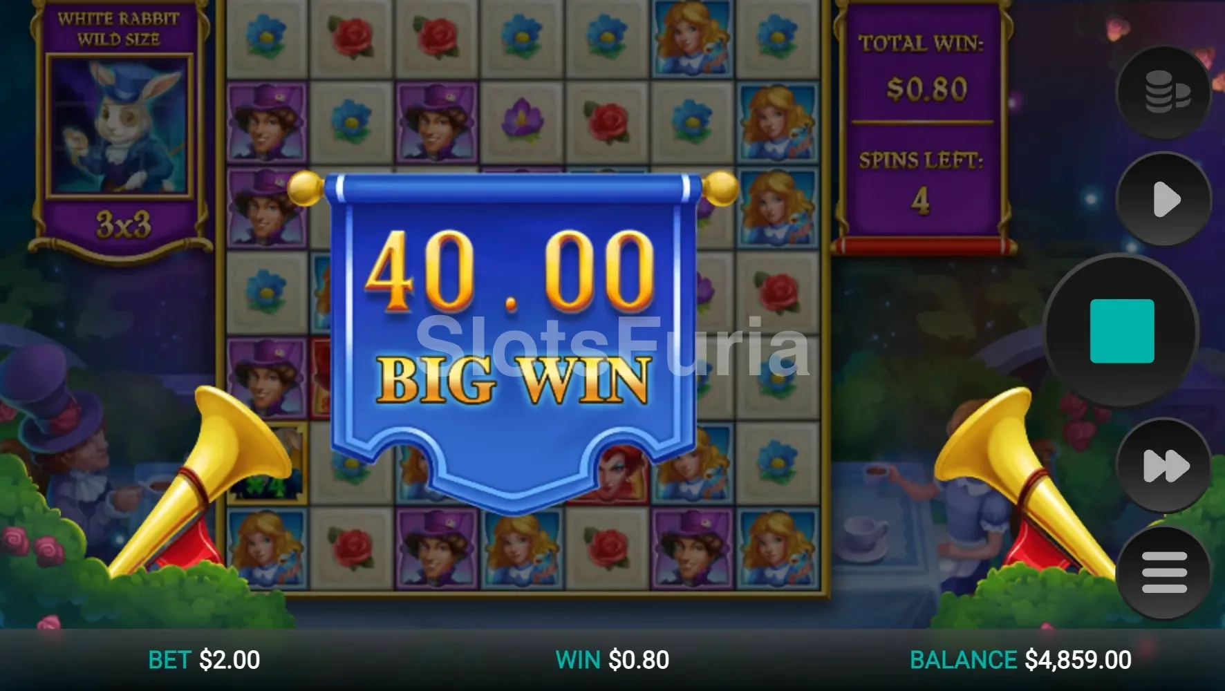 Gran victoria conseguida en Plunderland durante el modo bonus