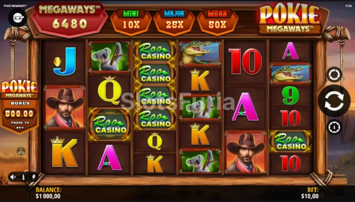Pantalla principal del juego base de Pokie Megaways