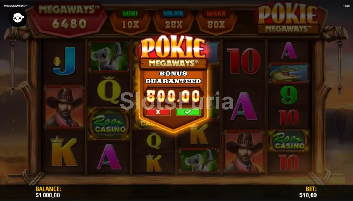 Menú de compra de bonos en Pokie Megaways