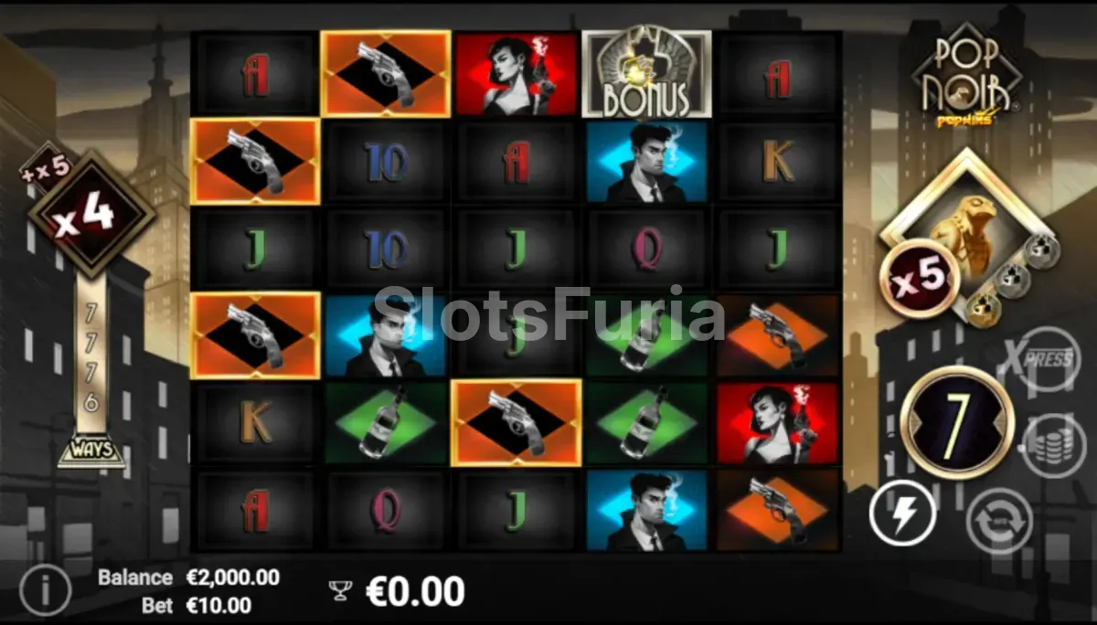 Ronda de giros gratuitos de PopNoir con multiplicadores activos