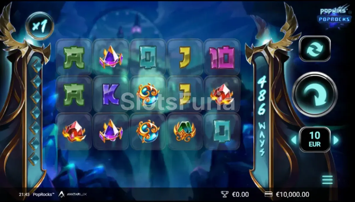 Pantalla principal del juego base de PopRocks con los rodillos en acción