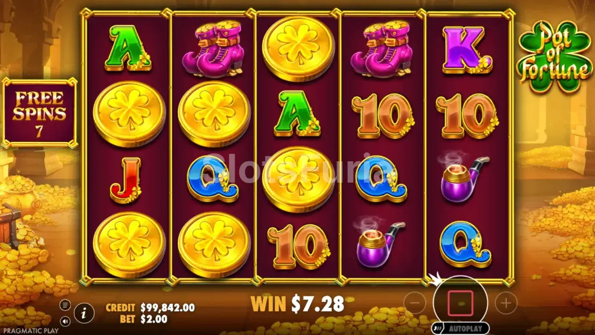 Ronda de tiradas gratuitas con wilds pegajosos en Pot of Fortune