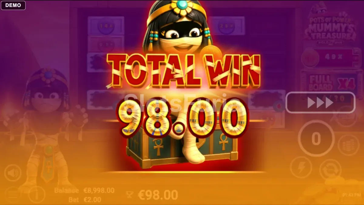 Gran ganancia acumulada en Pots of Power Mummys Treasure