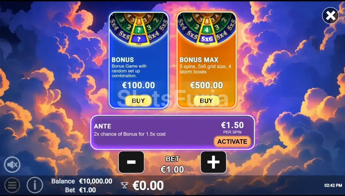 Función de compra de bonus en Pots of Power Zeus lista para activarse
