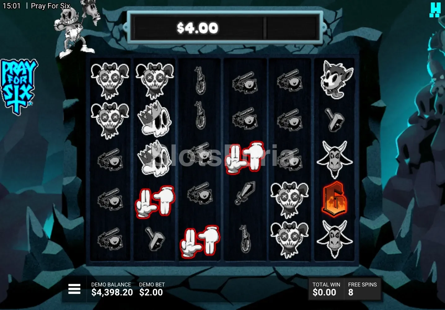 Ronda de giros gratis activada en Pray for Six