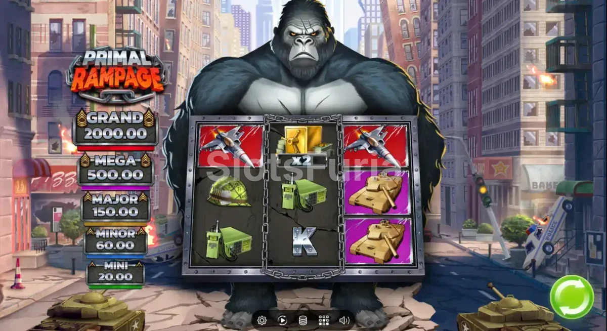 Pantalla principal de Primal Rampage con el tablero 3x3