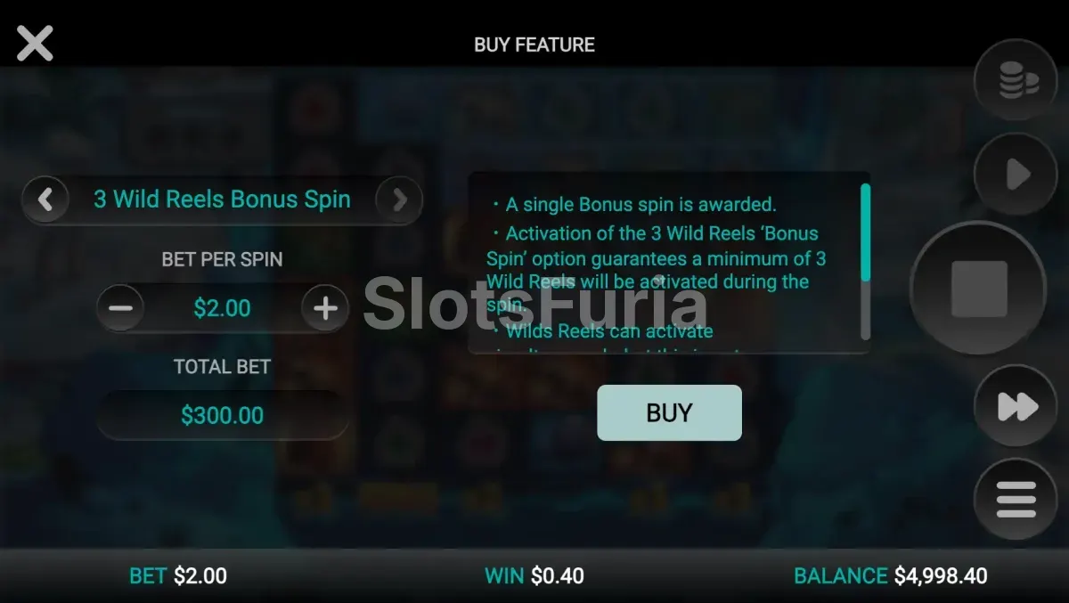 Función de compra de bonus disponible en Primal Times