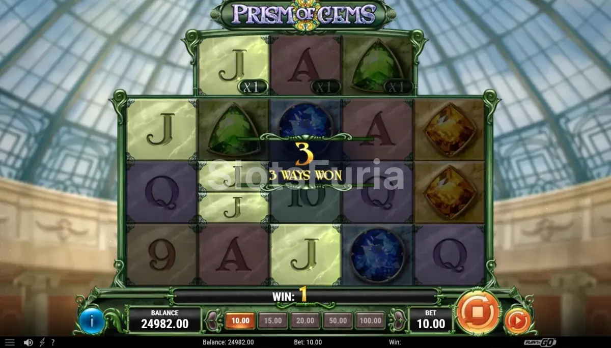 Resultado de un giro con multiplicadores activos en Prism of Gems