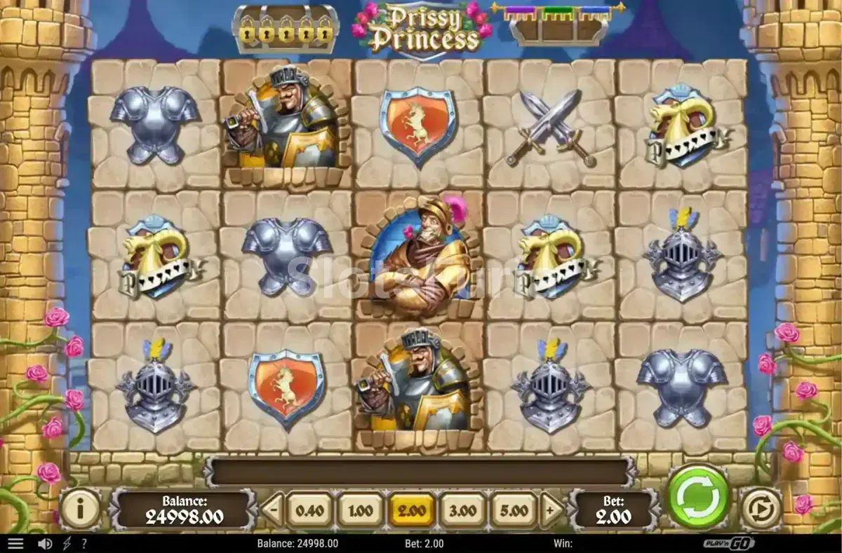 Pantalla principal del juego base en Prissy Princess