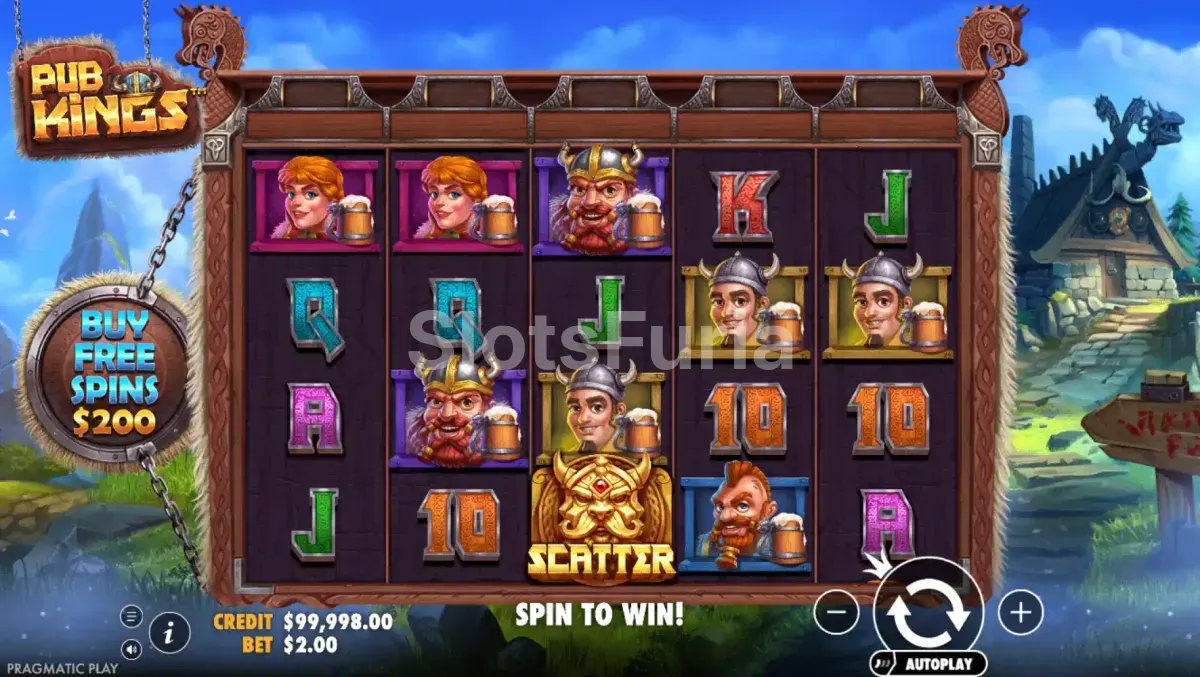 Juego base de Pub Kings con sus cinco carretes y cuatro filas