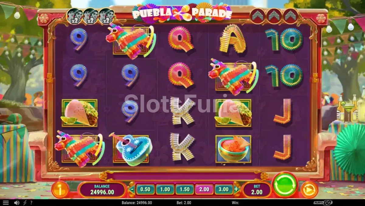 Segunda vista del juego base de Puebla Parade con bonus activado