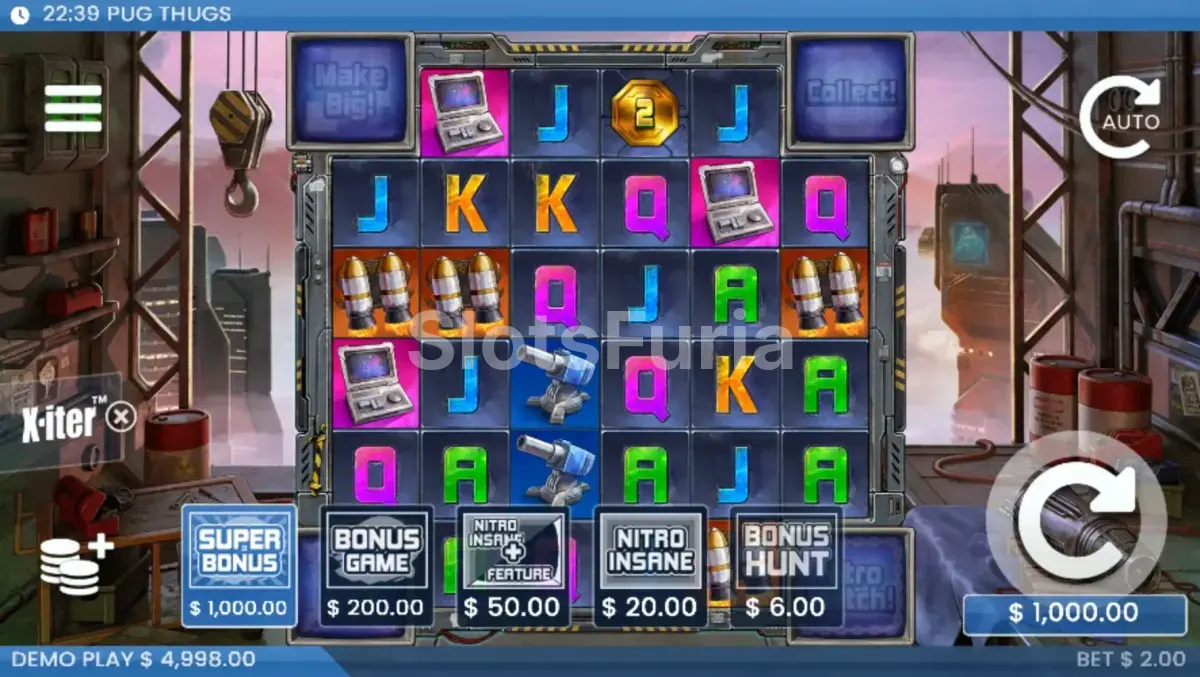 Menú de compra de bonos X-iter en Pug Thugs of Nitropolis